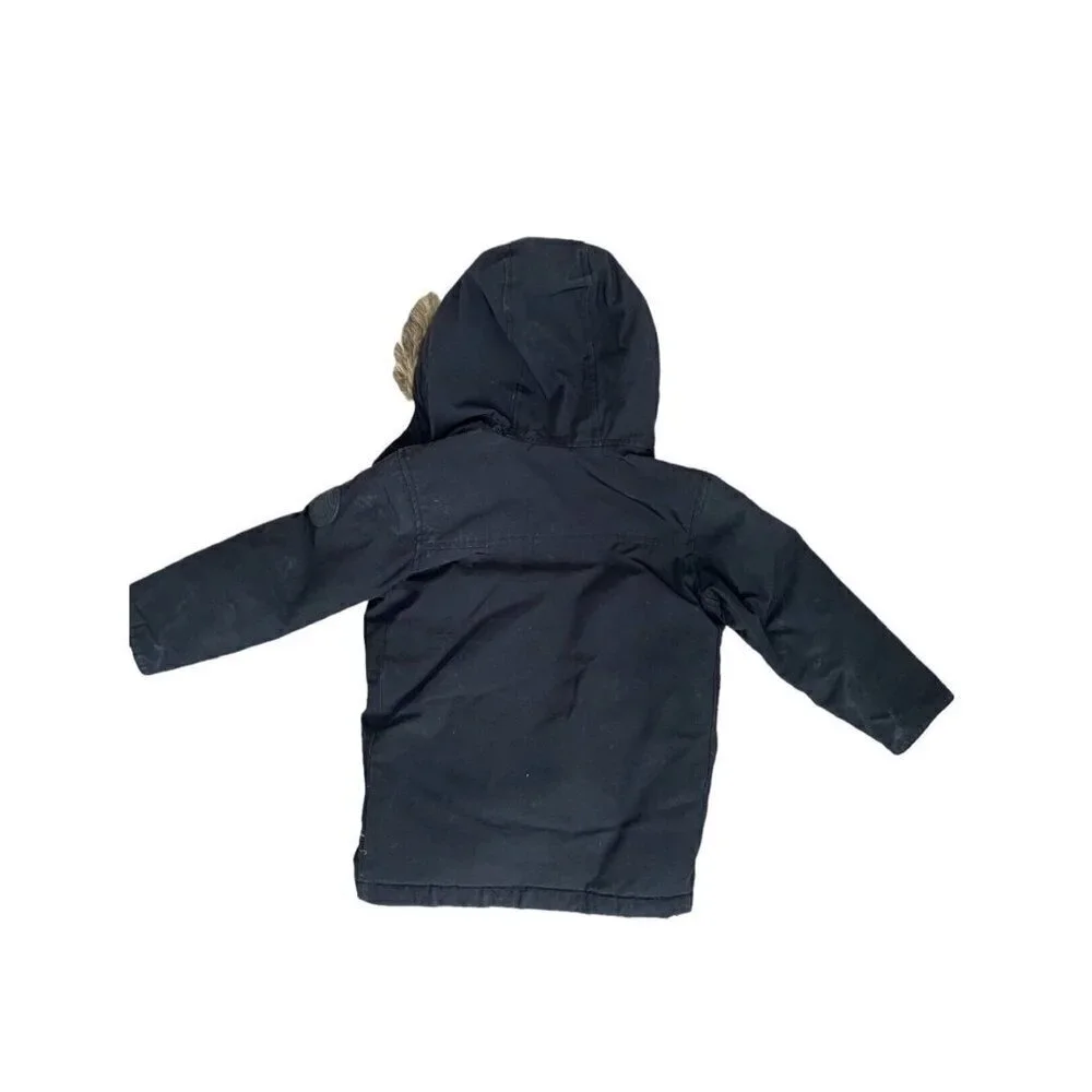 Gap Black Winter Coat With Fur Lined Hood